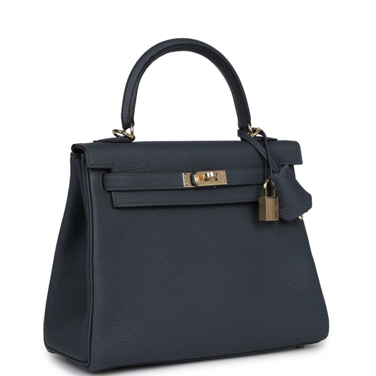 Hermes Kelly Retourne 25 Gris Misty Togo Permabrass Hardware