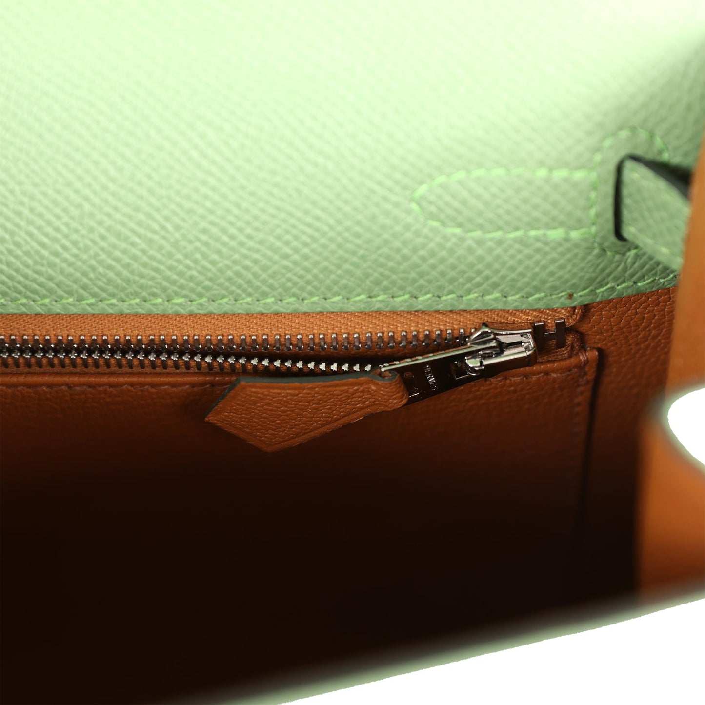 Hermes Kelly Sellier 25 Vert Criquet Verso Epsom Palladium Hardware