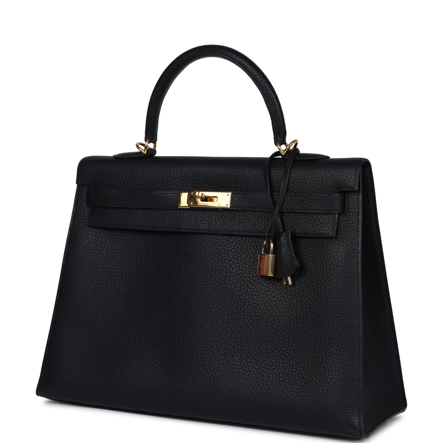 Hermes Kelly Sellier 35 Black Fjord Gold Hardware