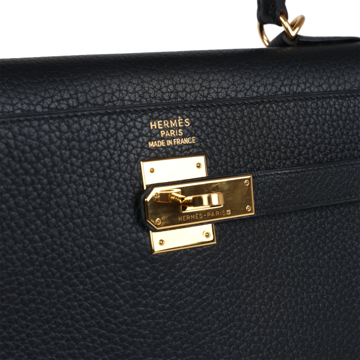 Hermes Kelly Sellier 35 Black Fjord Gold Hardware