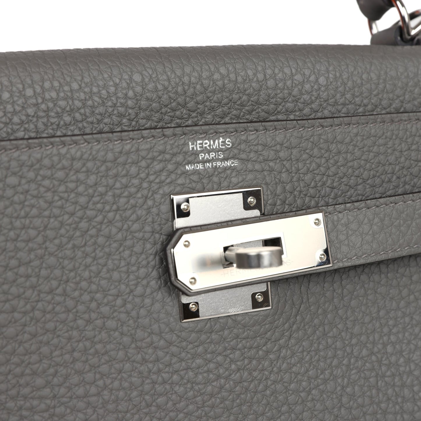 Hermes Kelly Retourne 28 Gris Meyer Clemence Palladium Hardware