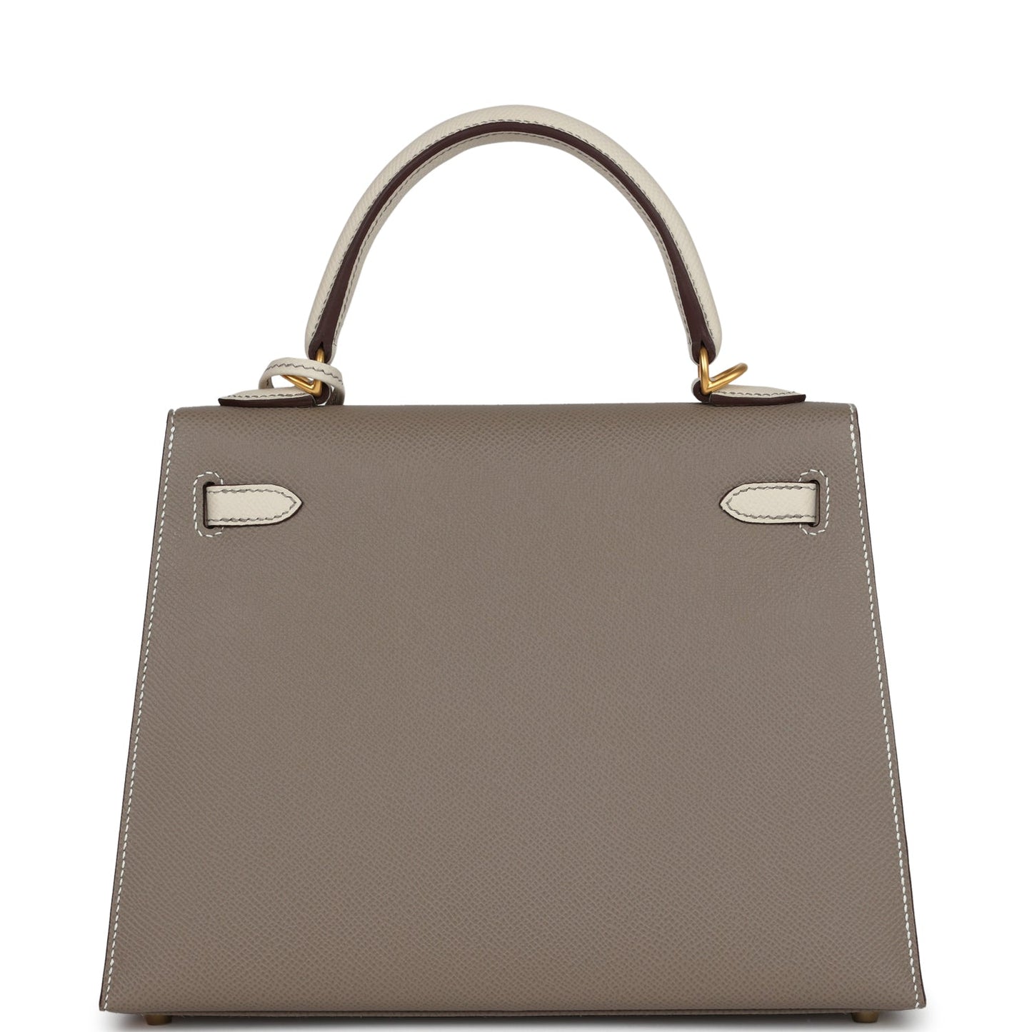 Hermes Kelly Sellier 25 Etoupe and Craie Epsom Brushed Gold Hardware