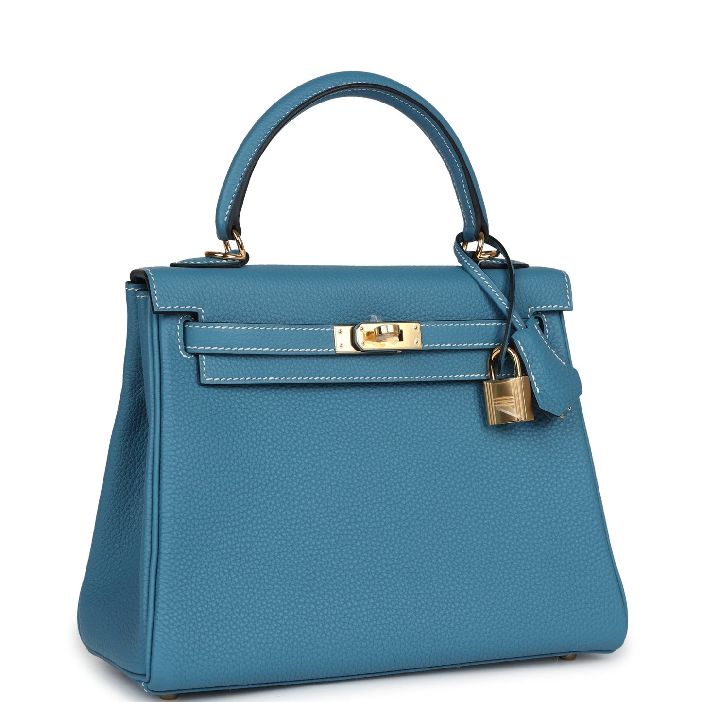 Hermes Kelly Retourne 25 Blue Jean Togo Gold Hardware