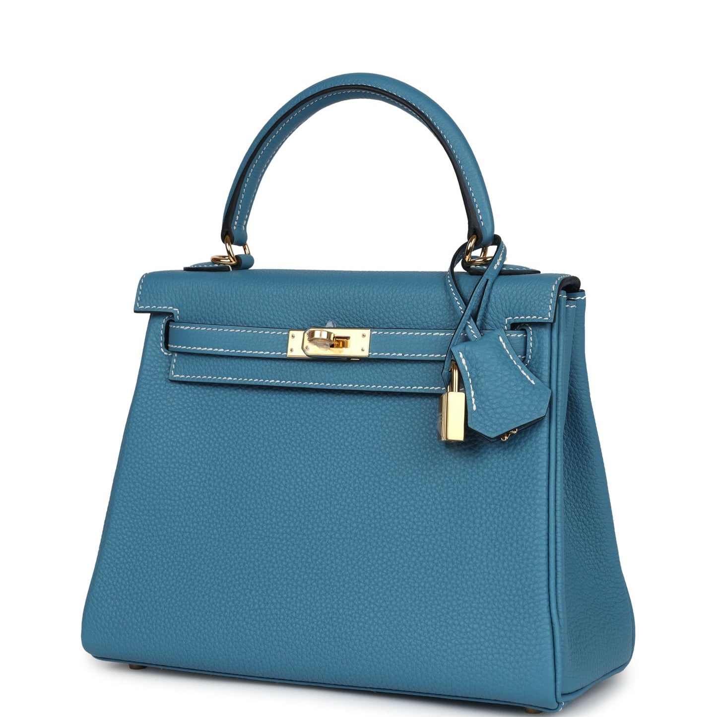 Hermes Kelly Retourne 25 Blue Jean Togo Gold Hardware