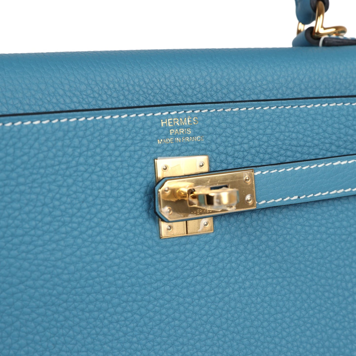 Hermes Kelly Retourne 25 Blue Jean Togo Gold Hardware