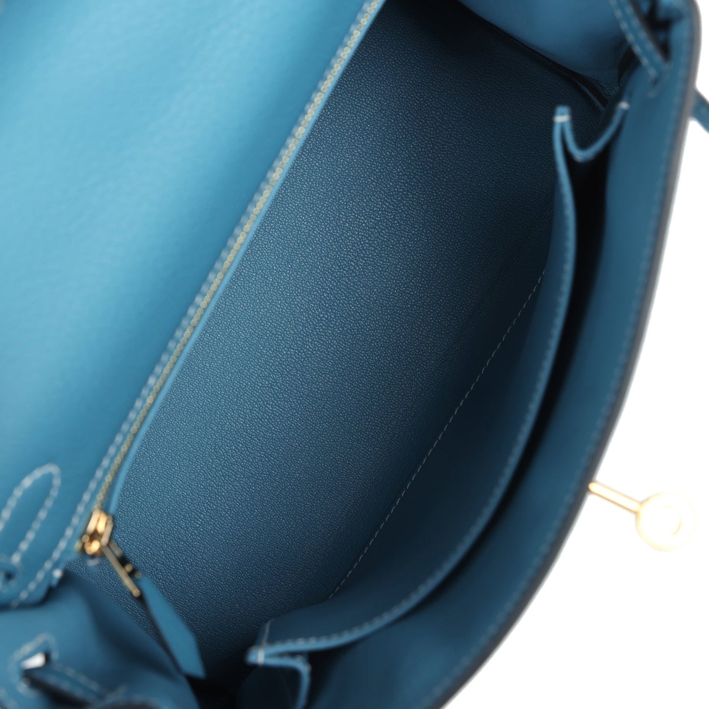 Hermes Kelly Retourne 25 Blue Jean Togo Gold Hardware