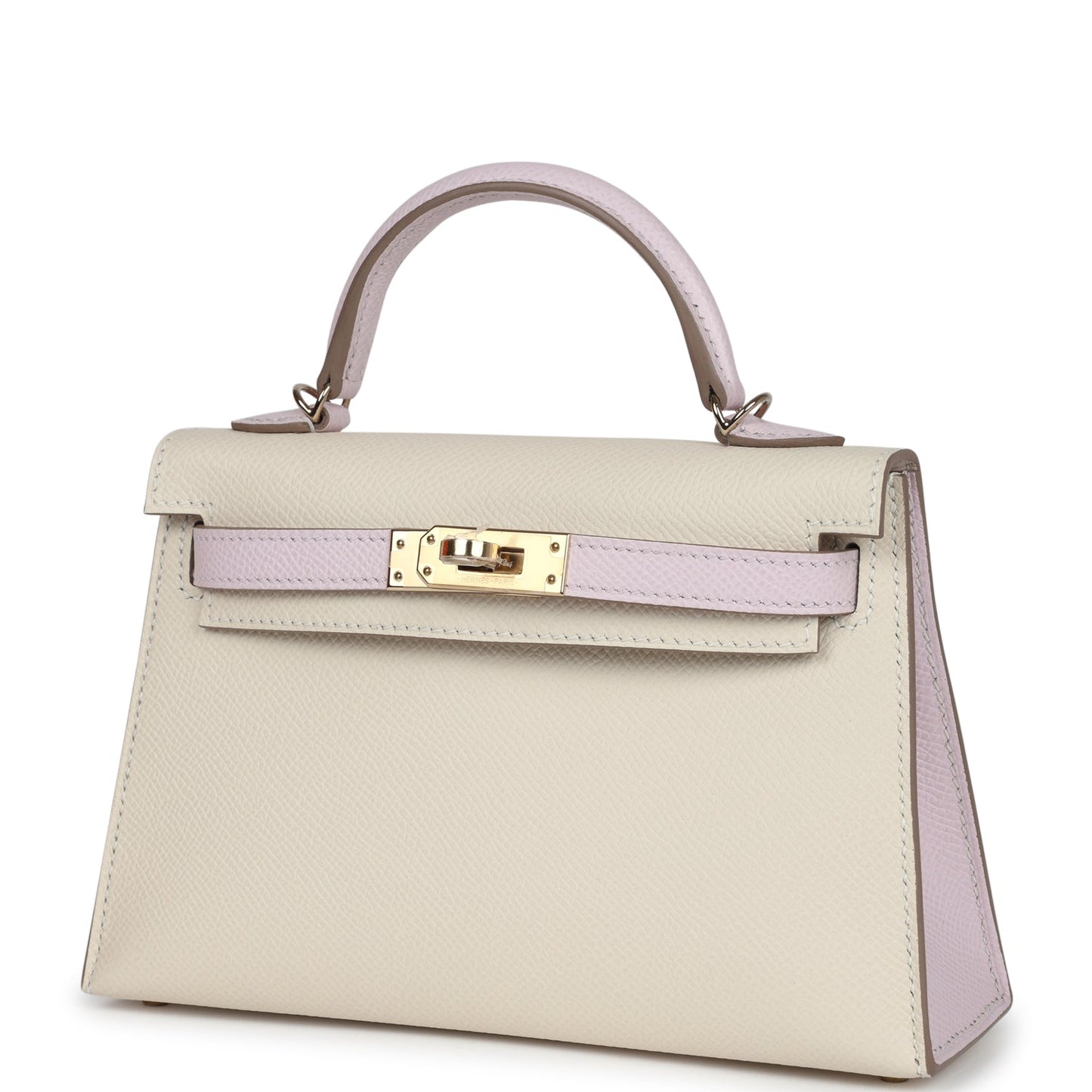 Hermes Special Order (HSS) Kelly Sellier 20 Craie and Mauve Pale Epsom Permabrass Hardware