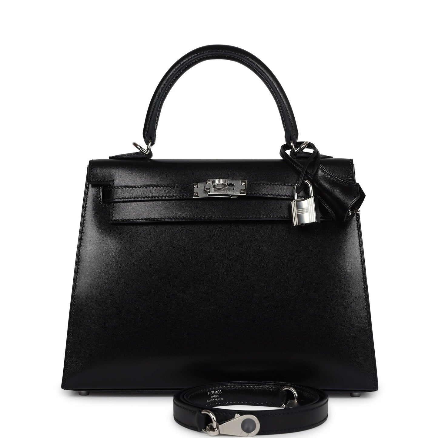 Hermes Kelly Sellier 25 Black Box Palladium Hardware