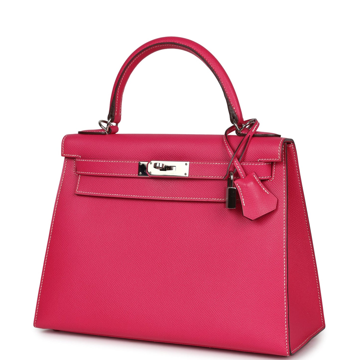 Hermes Kelly Sellier 28 Rose Tyrien Epsom Palladium Hardware