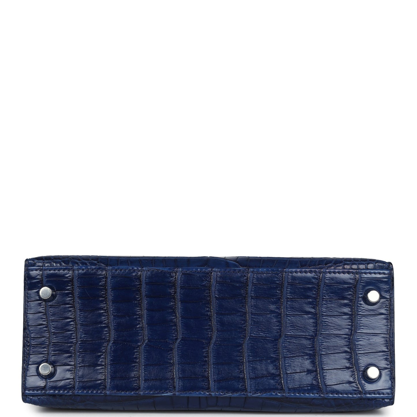 Hermes Kelly Sellier 25 Bleu Indigo Aizome Matte Porosus Crocodile Palladium Hardware