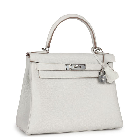 Hermes Kelly Retourne 28 Gris Pale Togo Palladium Hardware