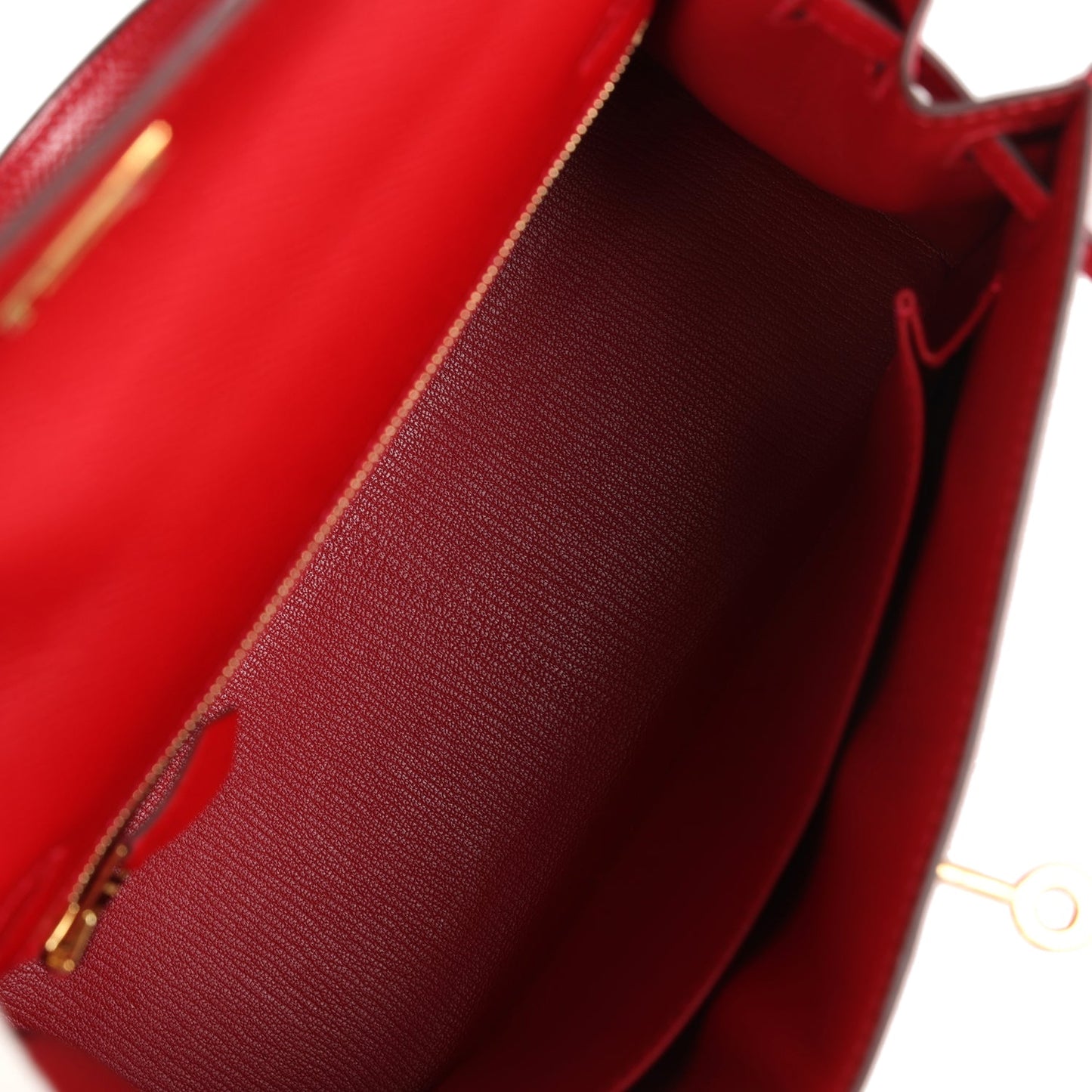 Hermes Kelly Sellier 25 Rouge Casaque Epsom Gold Hardware