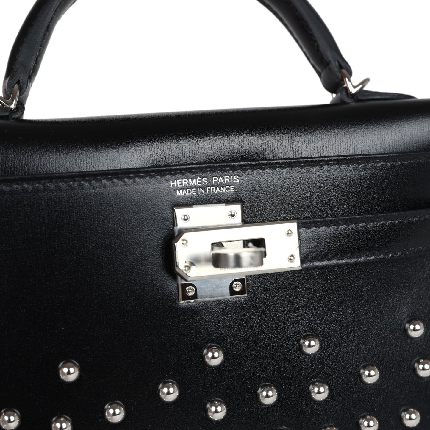 Hermes Kelly Sellier 20 Clouté Black Box Palladium Hardware