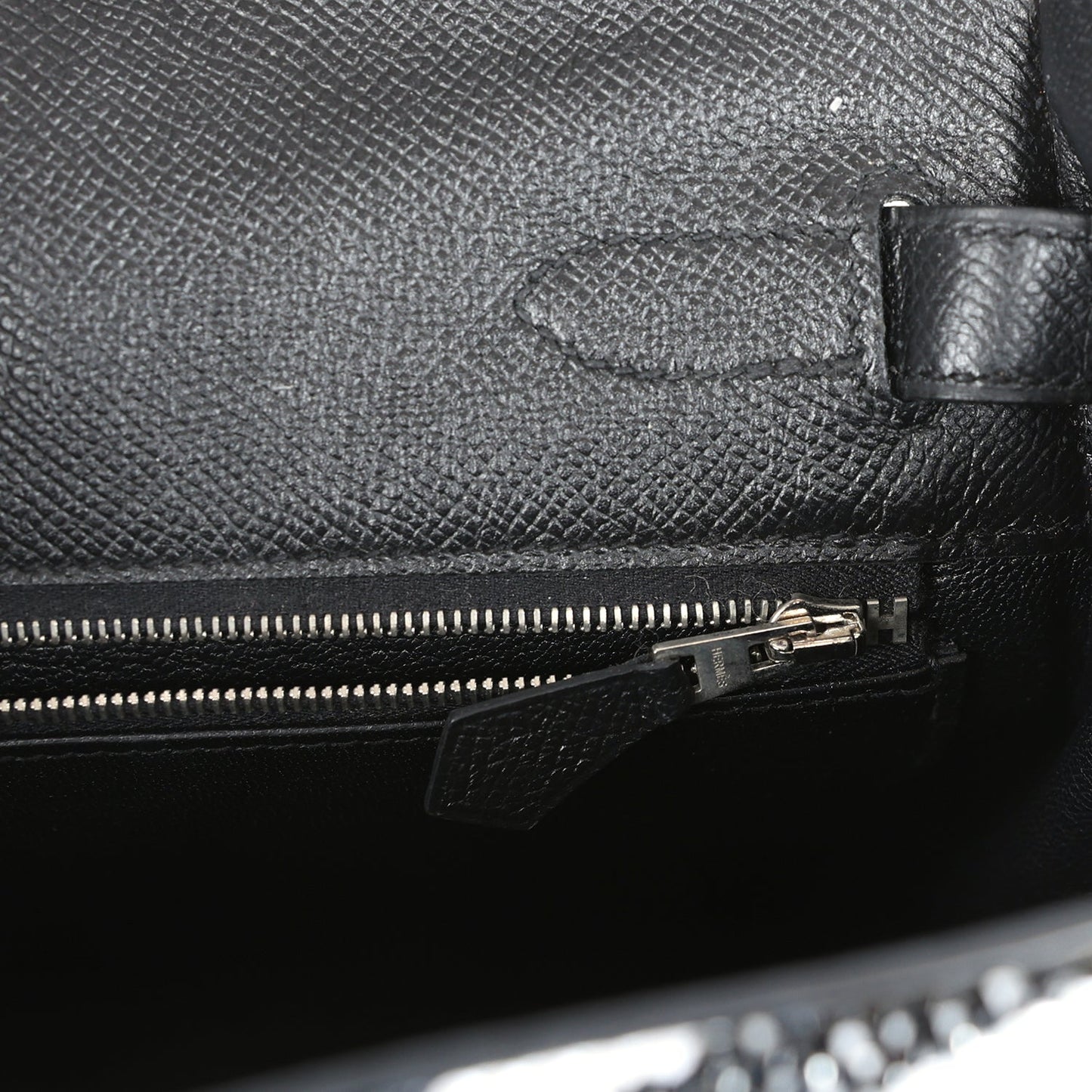 Hermes Kelly Sellier 32 Black Epsom Palladium Hardware