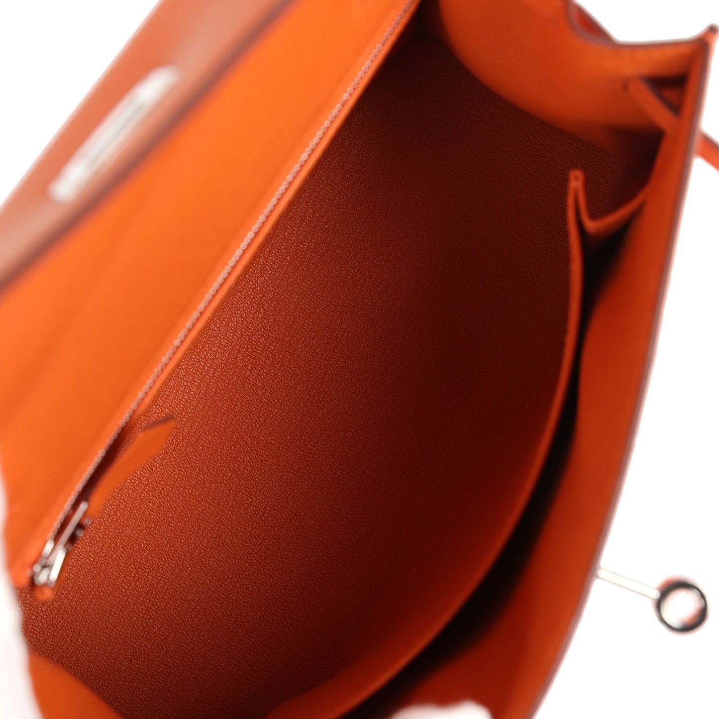 Hermes Kelly Sellier 25 Orange Epsom Palladium Hardware