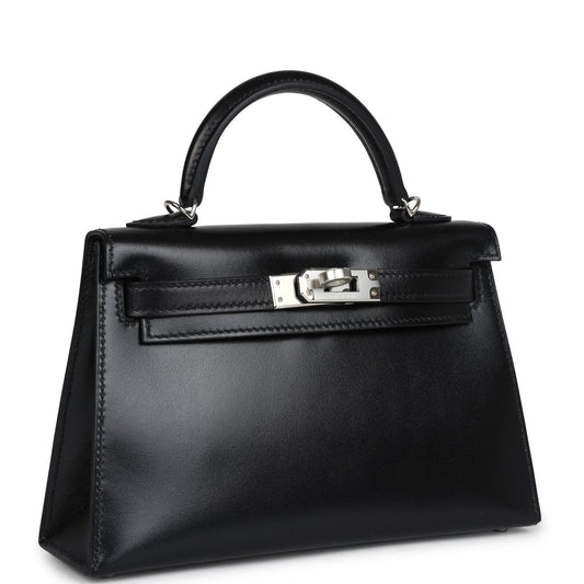 Hermes Kelly Sellier 20 Black Box Palladium Hardware