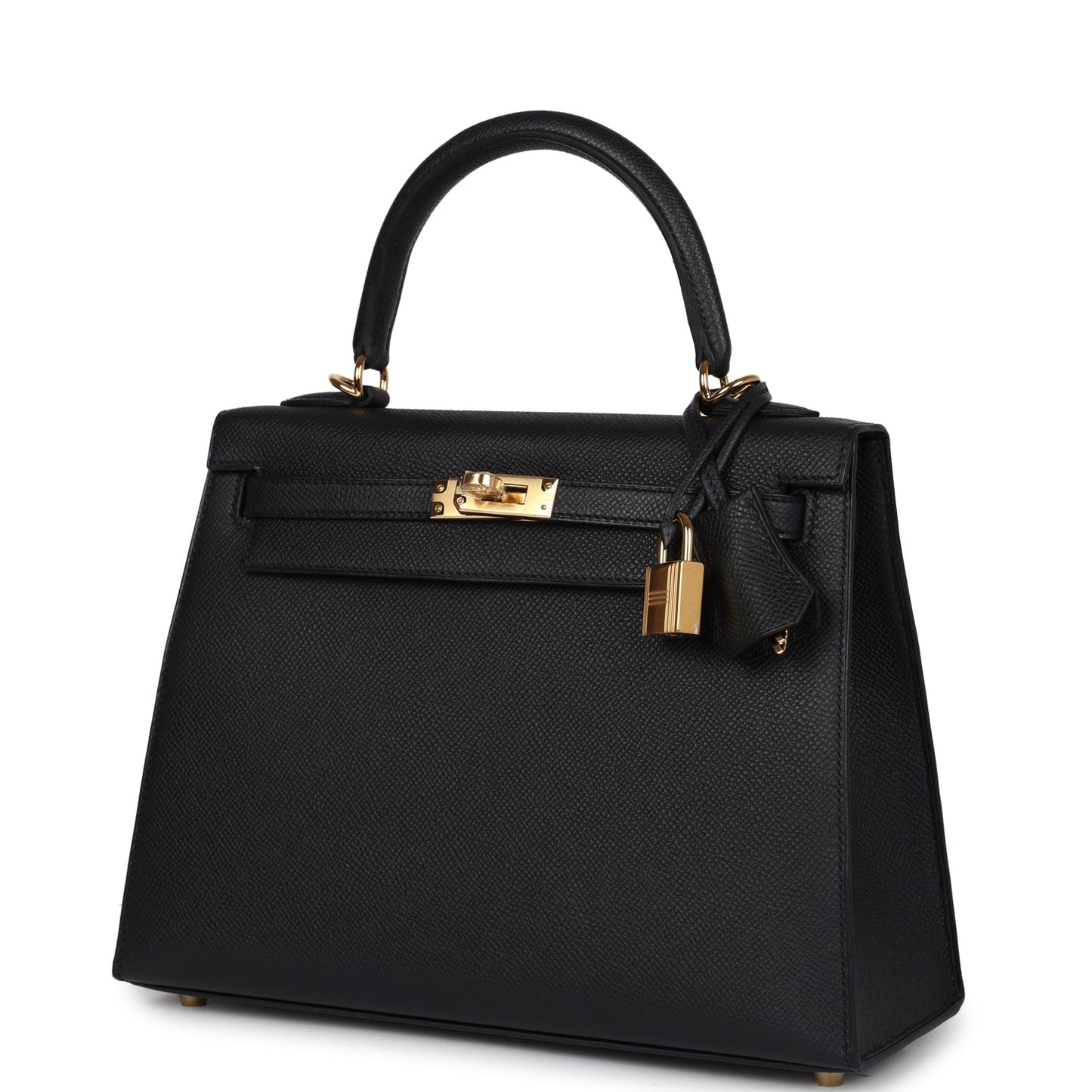 Hermes Kelly Sellier 25 Black Epsom Gold Hardware