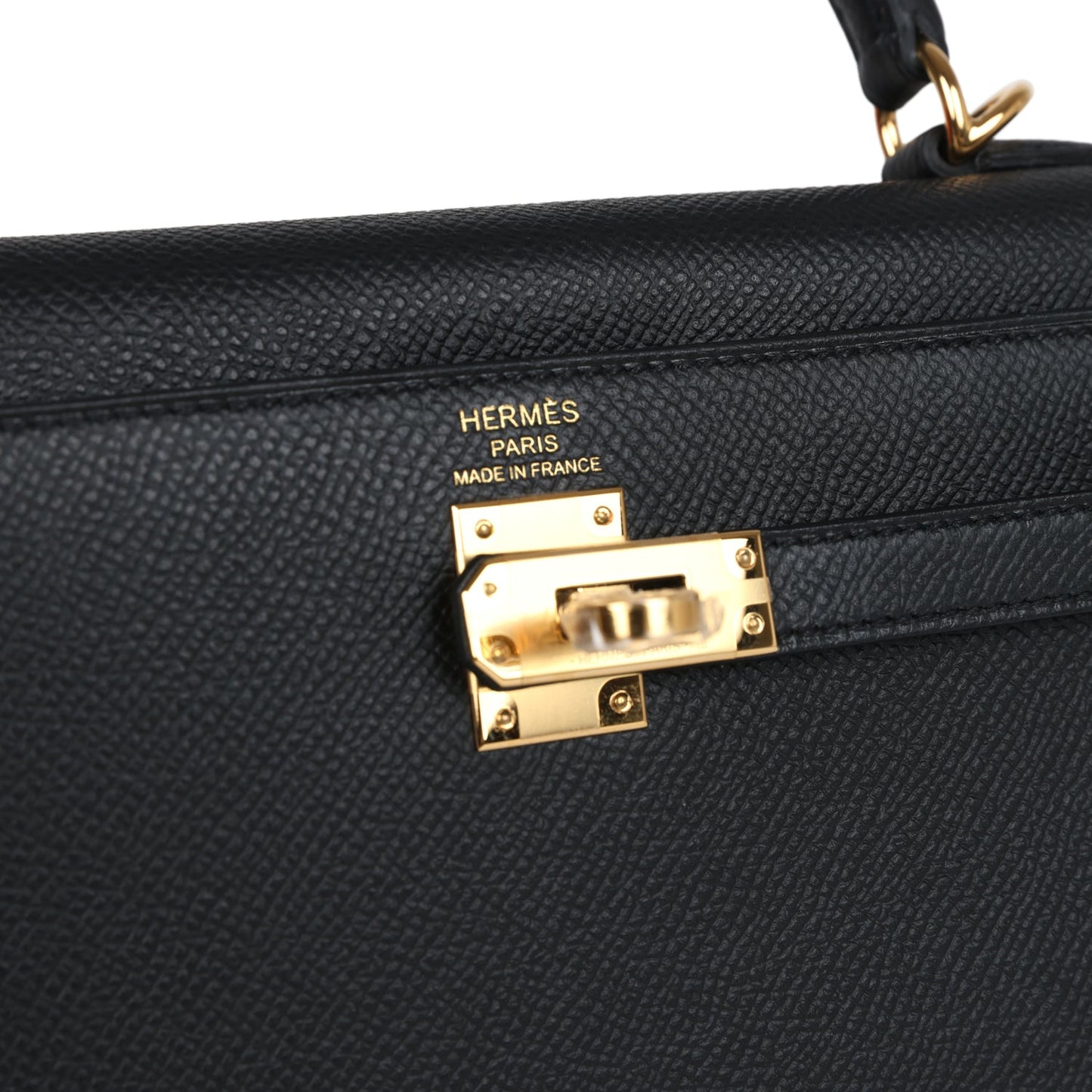 Hermes Kelly Sellier 25 Black Epsom Gold Hardware