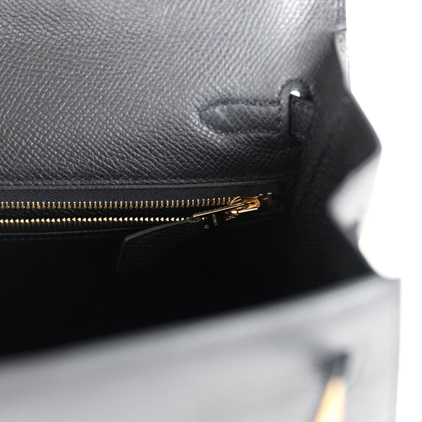 Hermes Kelly Sellier 25 Black Epsom Gold Hardware