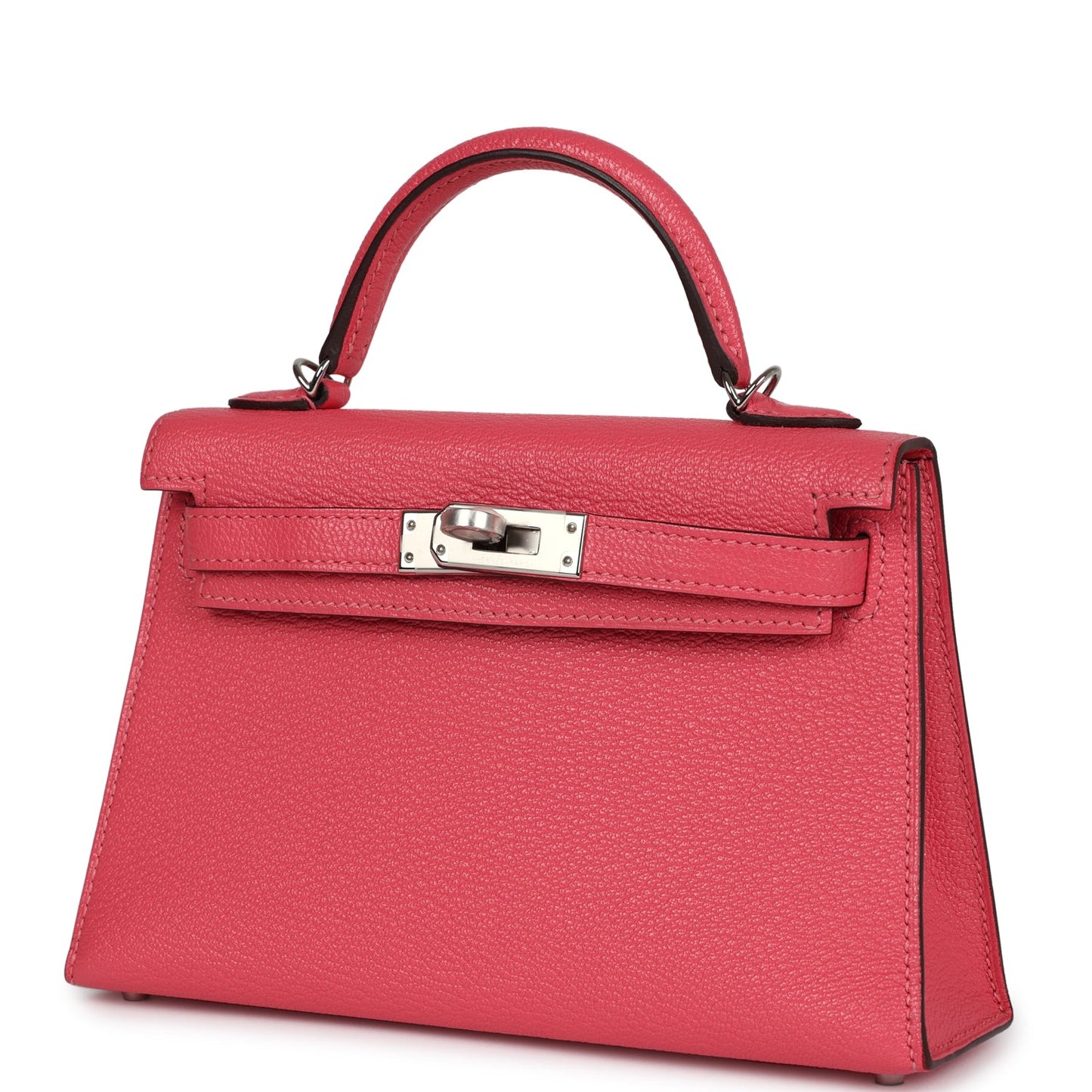 Hermes Kelly Sellier 20 Rose Lipstick Chevre Palladium Hardware