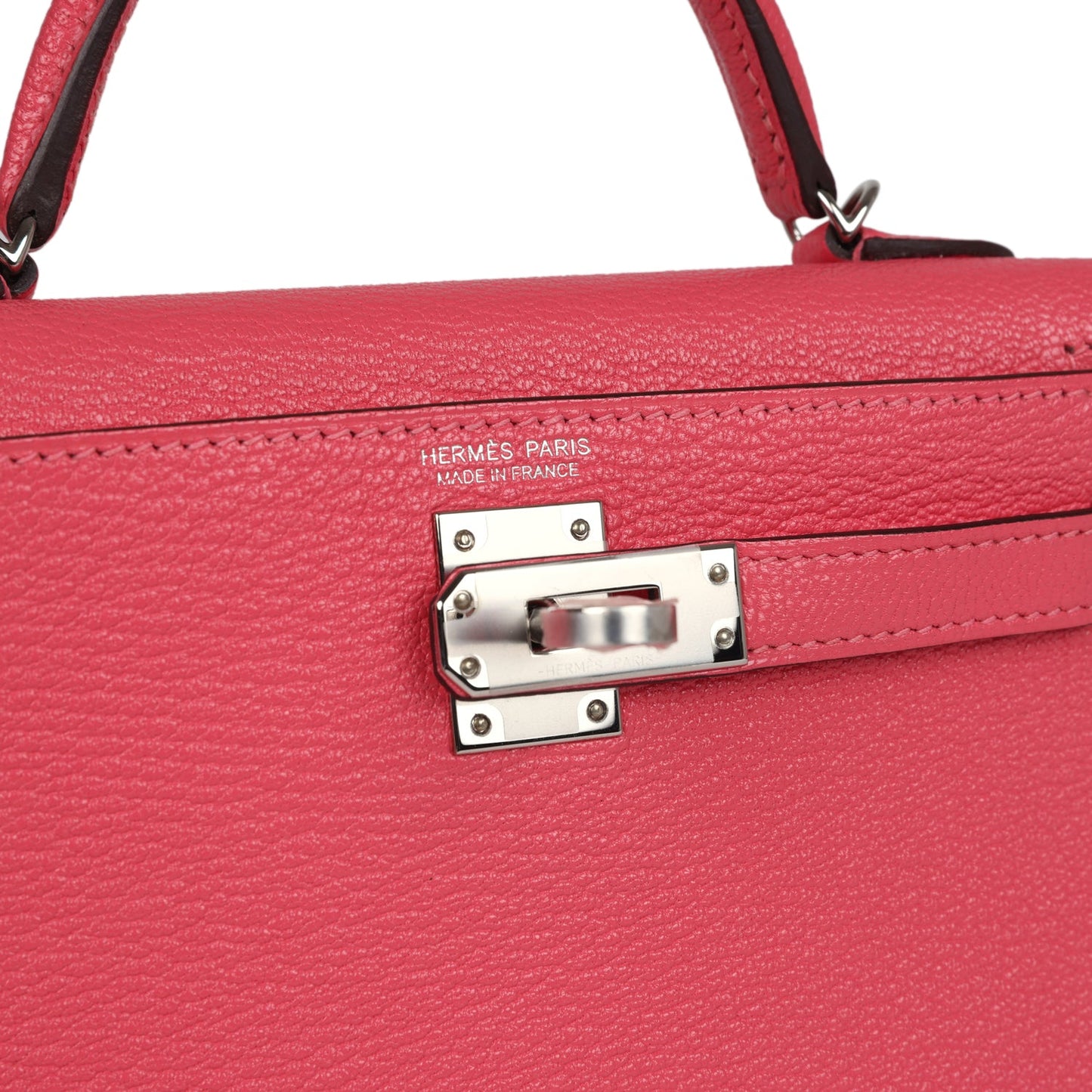 Hermes Kelly Sellier 20 Rose Lipstick Chevre Palladium Hardware