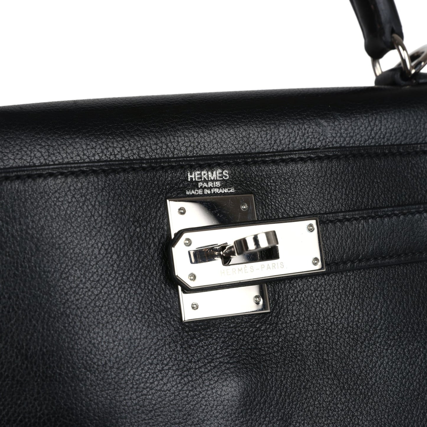 Hermes Kelly Retourne 28 Black Evergrain Palladium Hardware