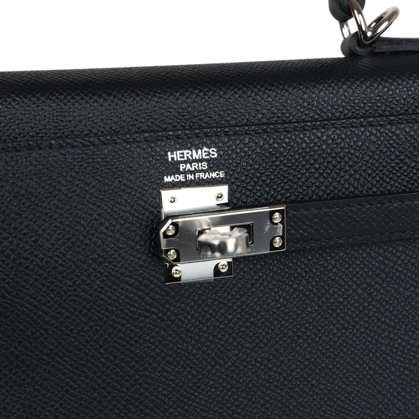 Hermes Kelly Sellier 25 Black Epsom Palladium Hardware