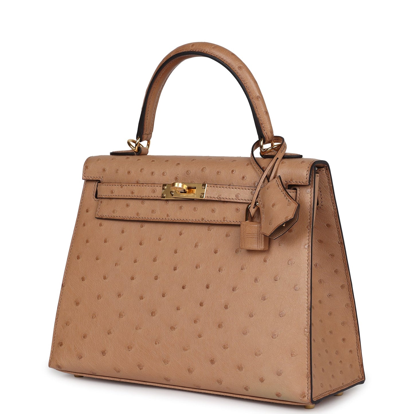 Hermes Kelly Sellier 25 Chai Ostrich Gold Hardware