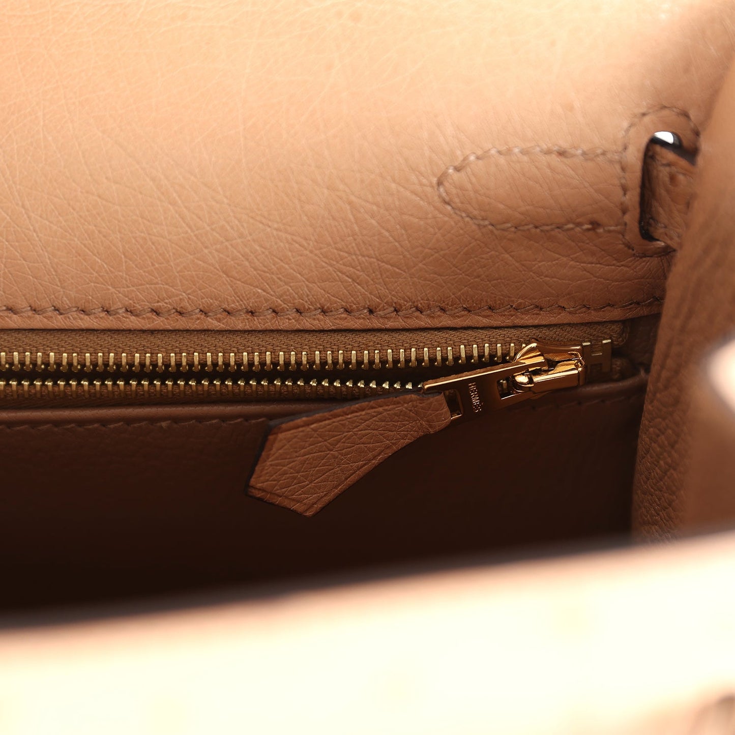 Hermes Kelly Sellier 25 Chai Ostrich Gold Hardware