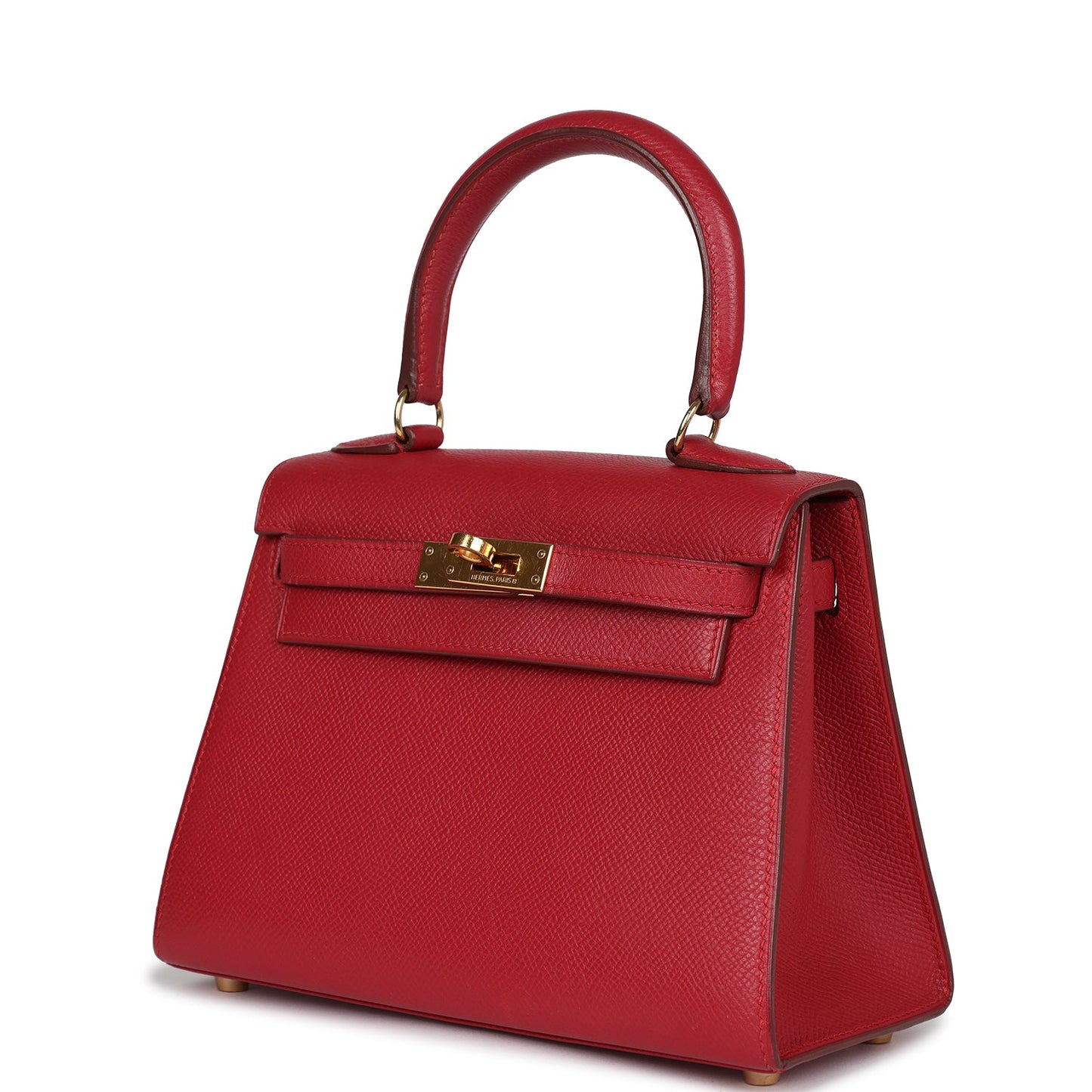 Vintage Hermes Kelly Sellier 20 Rouge Vif Courchevel Gold Hardware