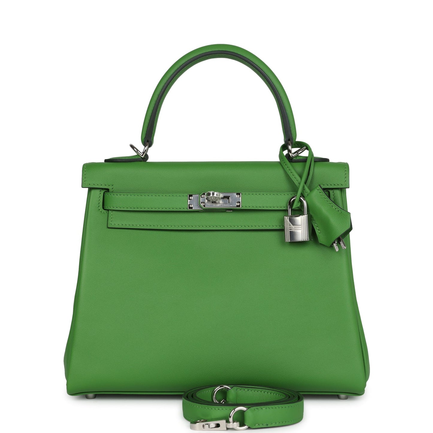 Hermes Kelly Retourne 25 Vert Yucca Swift Palladium Hardware