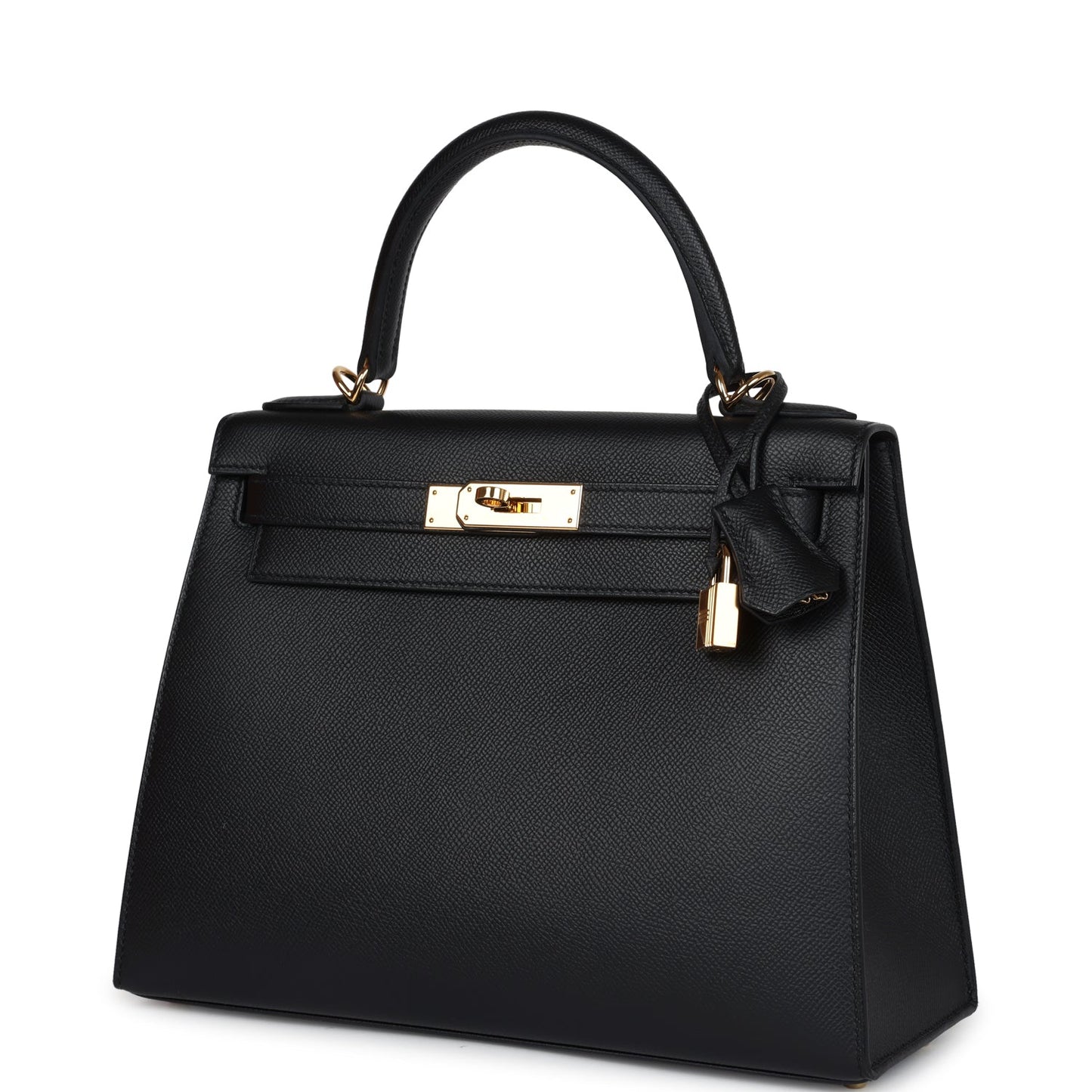 Hermes Kelly Sellier 28 Black Epsom Gold Hardware