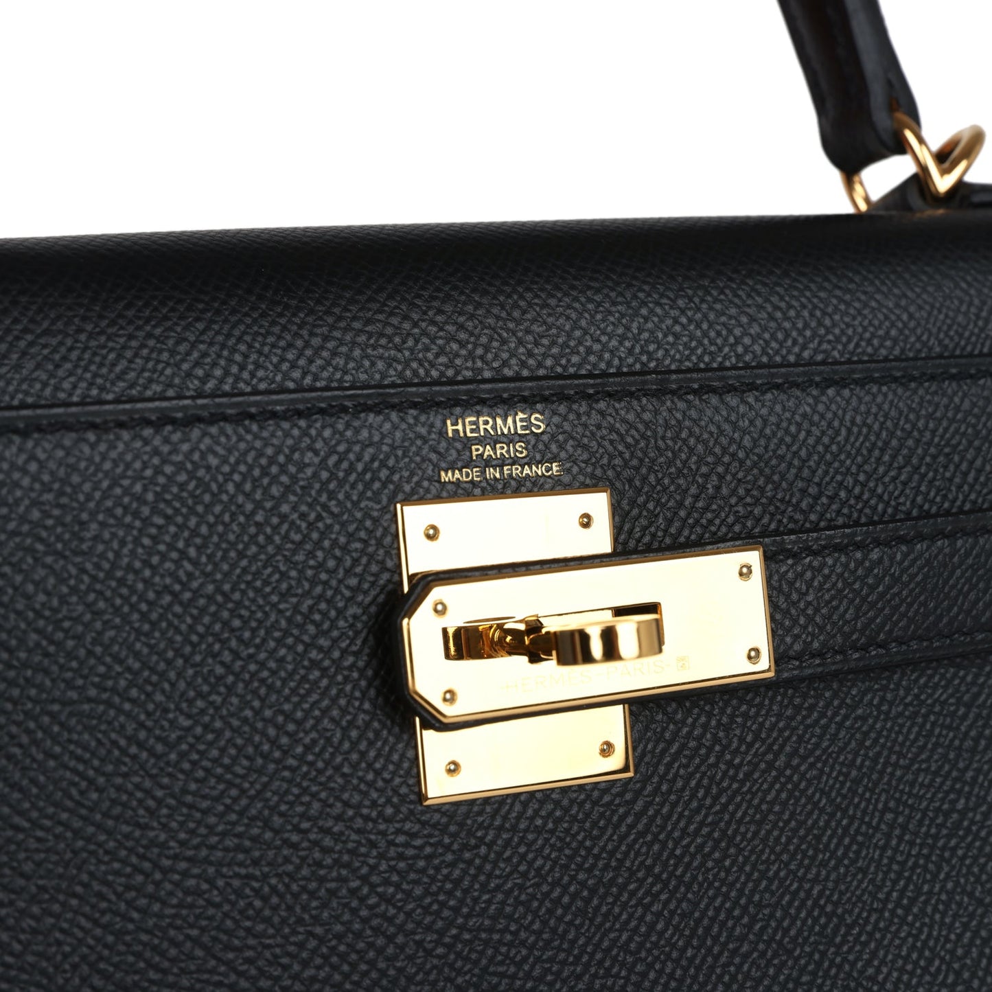 Hermes Kelly Sellier 28 Black Epsom Gold Hardware