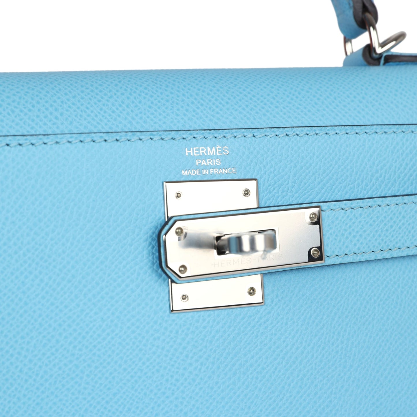 Hermes Kelly Sellier 28 Bleu Celeste Epsom Gold Hardware