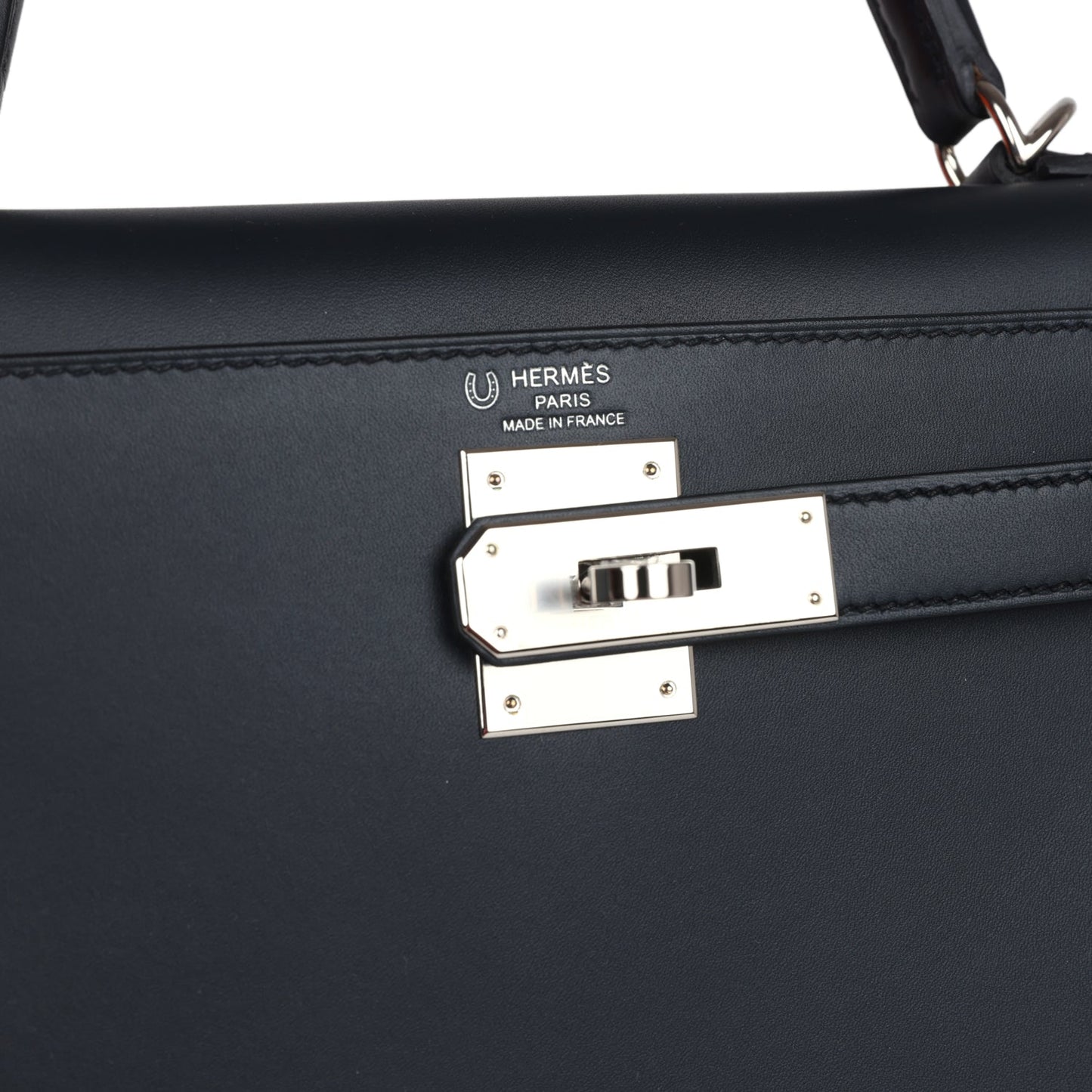 Hermes Kelly Sellier 28 Bleu Obscur Verso Sombrero Palladium Hardware