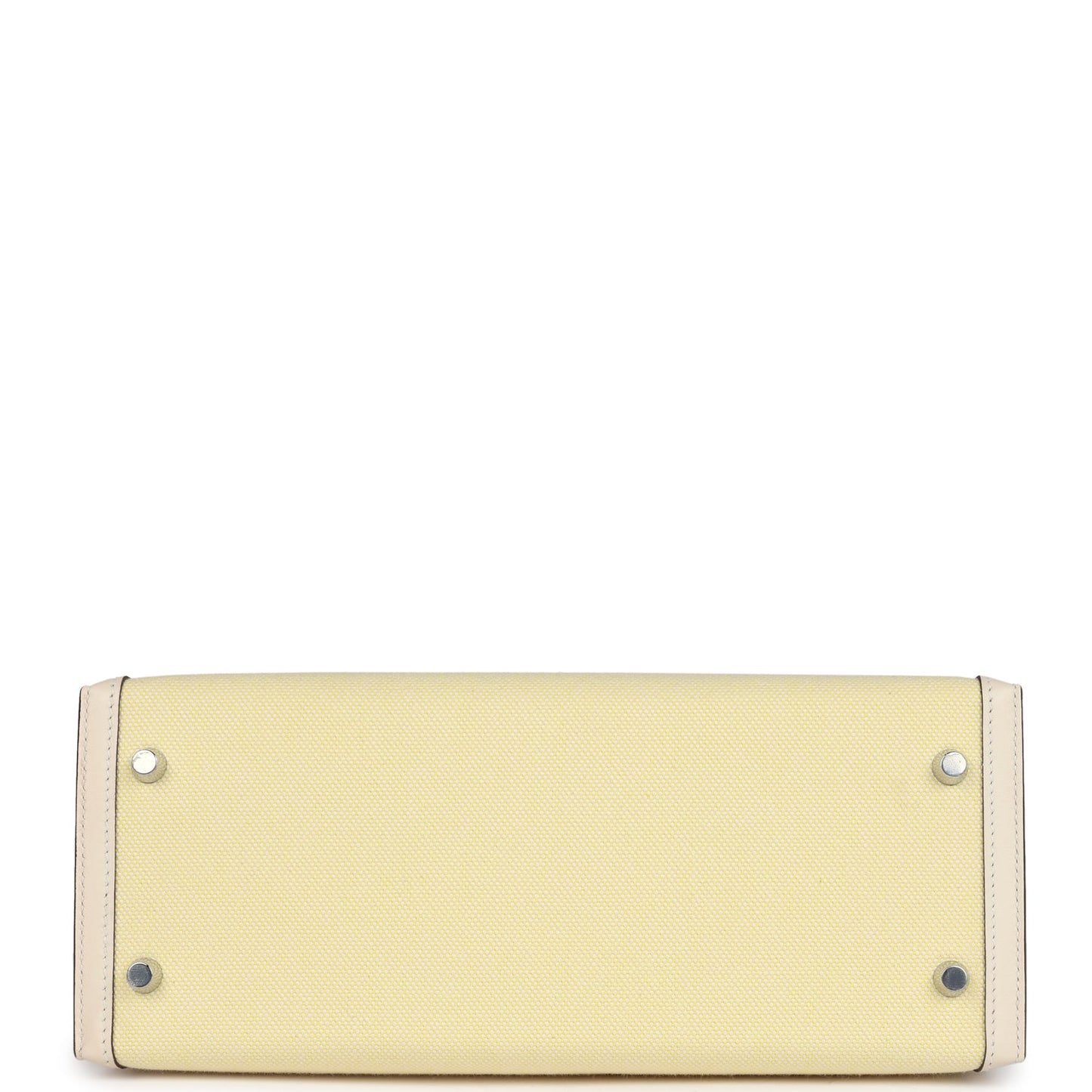 Hermes Kelly Sellier 28 Nata Swift and Jaune Citron Toile H Canvas Palladium Hardware