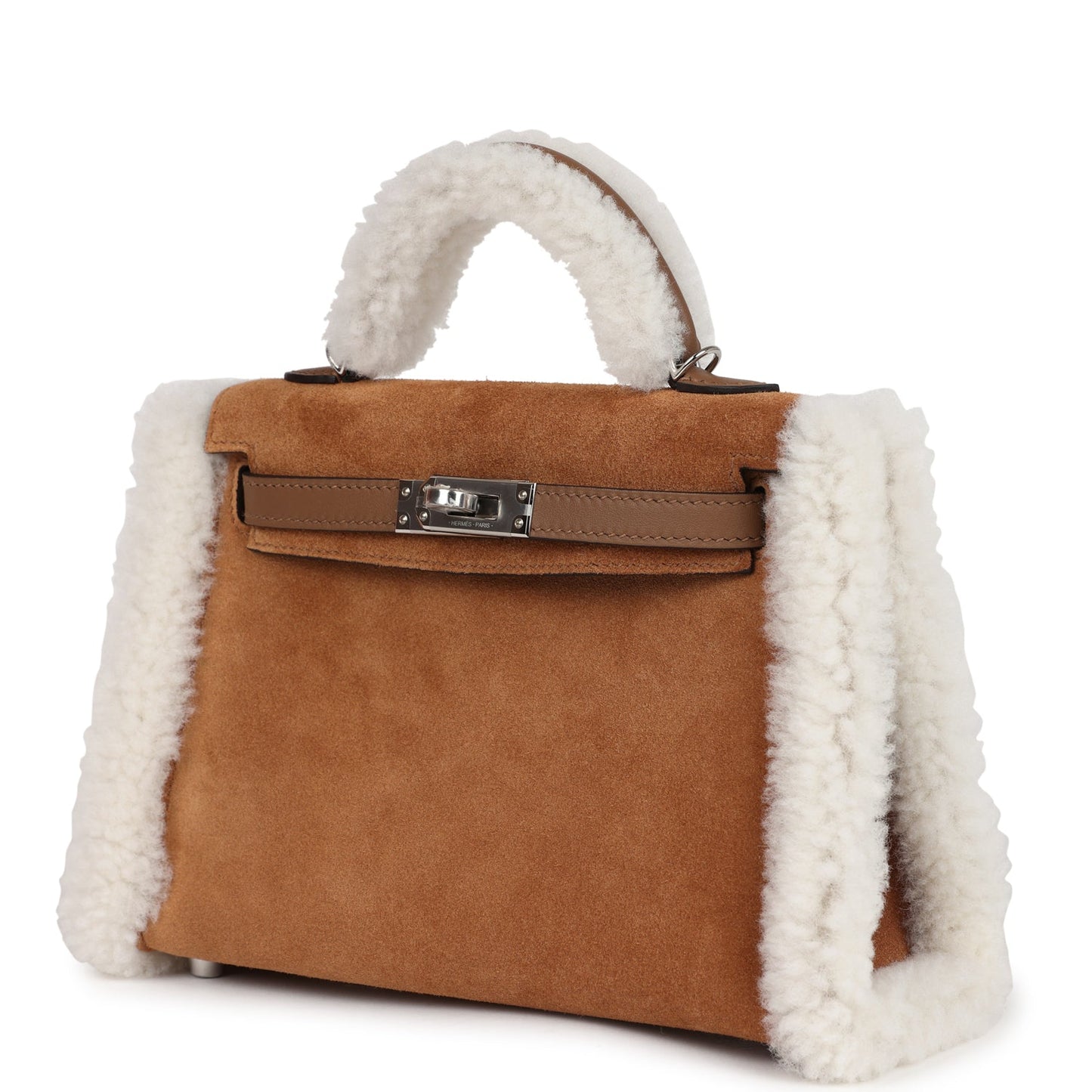 Hermes Teddy Kelly 20 Chamois Shearling and Swift Palladium Hardware