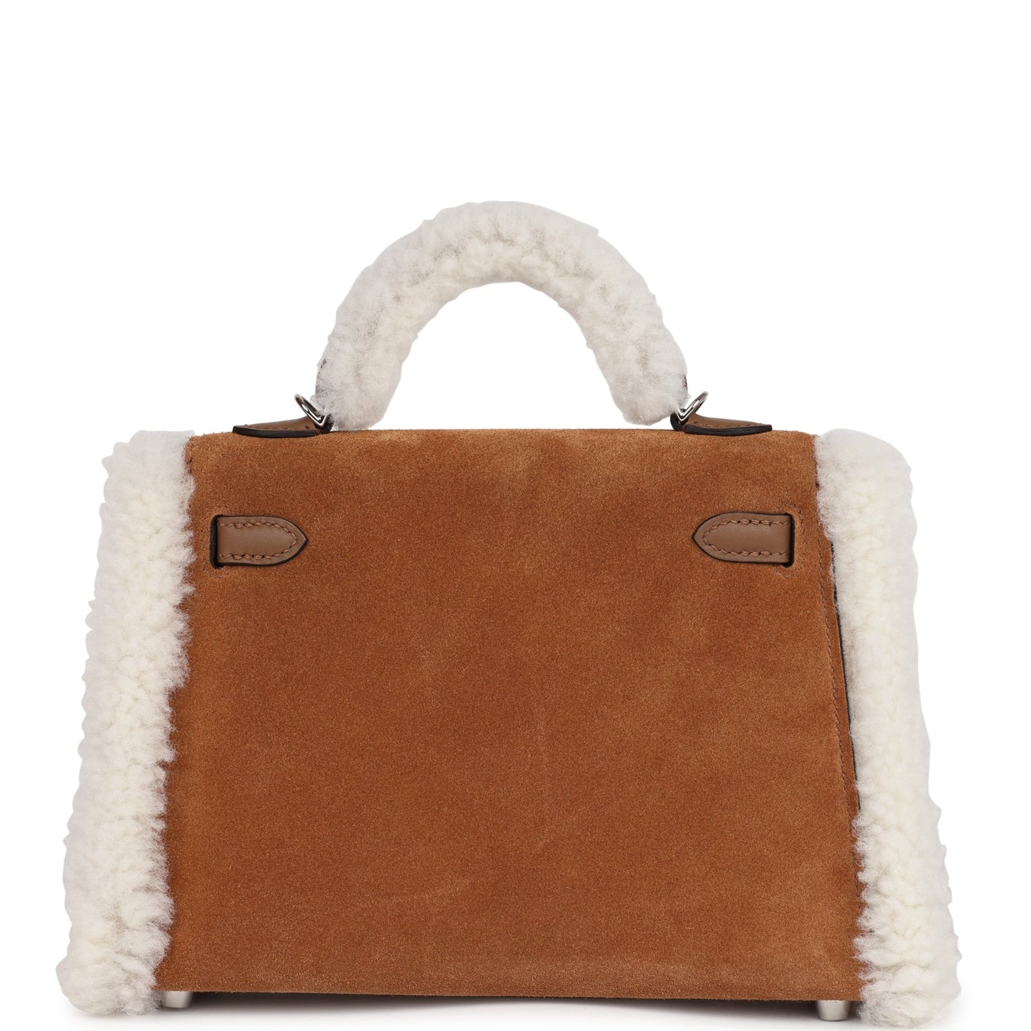 Hermes Teddy Kelly 20 Chamois Shearling and Swift Palladium Hardware