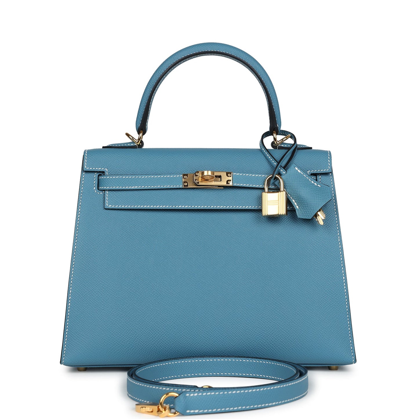 Hermes Kelly Sellier 25 Blue Jean Epsom Gold Hardware