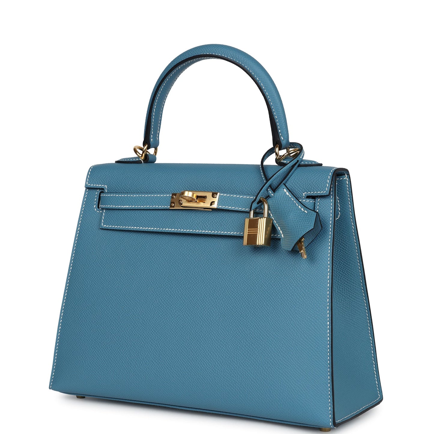 Hermes Kelly Sellier 25 Blue Jean Epsom Gold Hardware