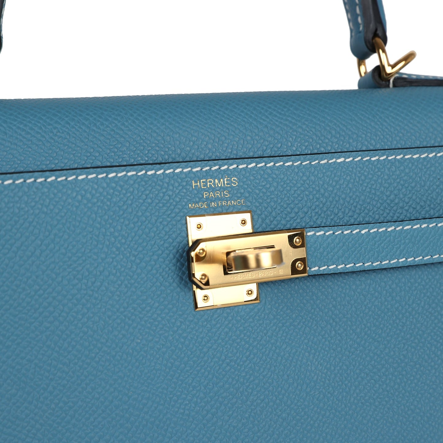 Hermes Kelly Sellier 25 Blue Jean Epsom Gold Hardware