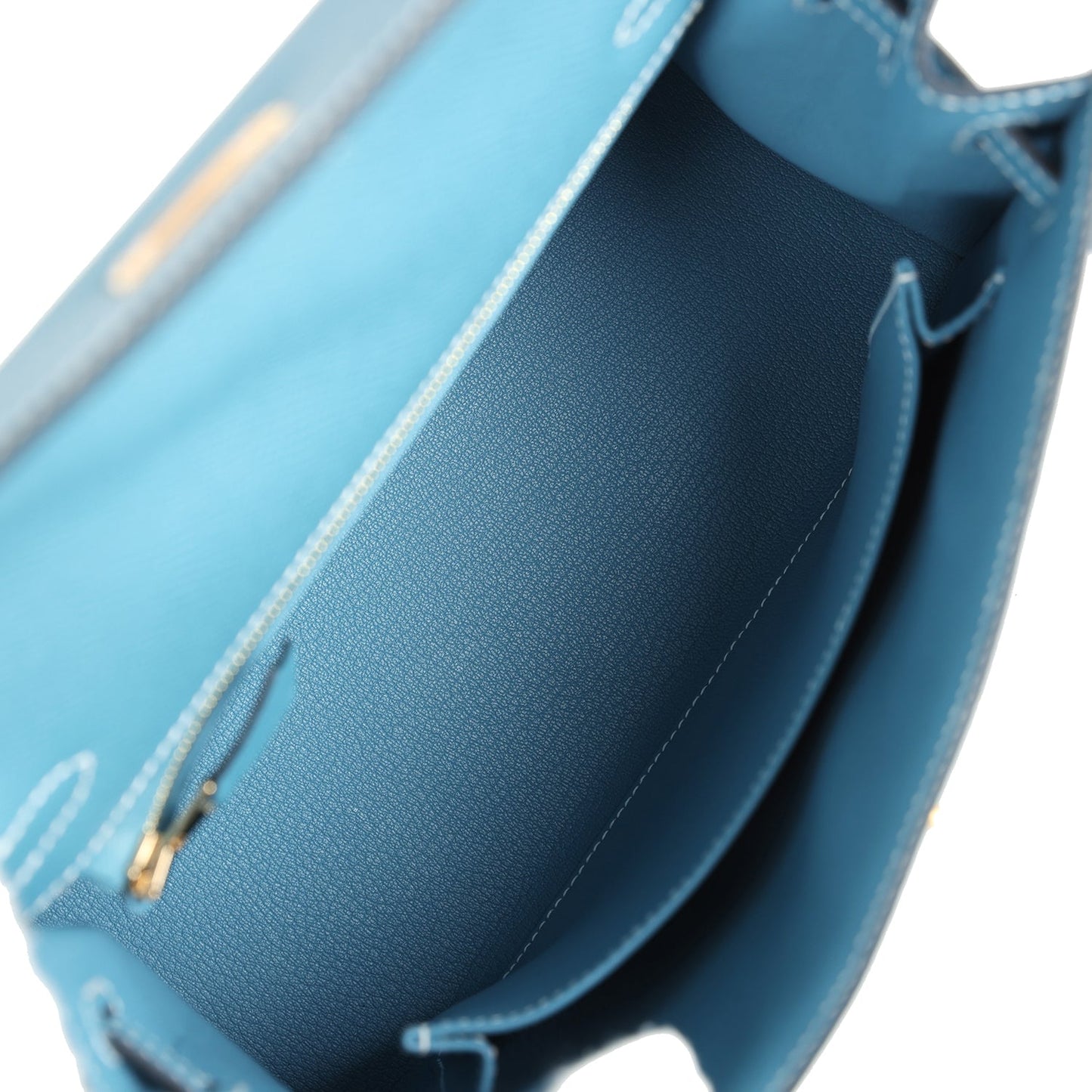 Hermes Kelly Sellier 25 Blue Jean Epsom Gold Hardware