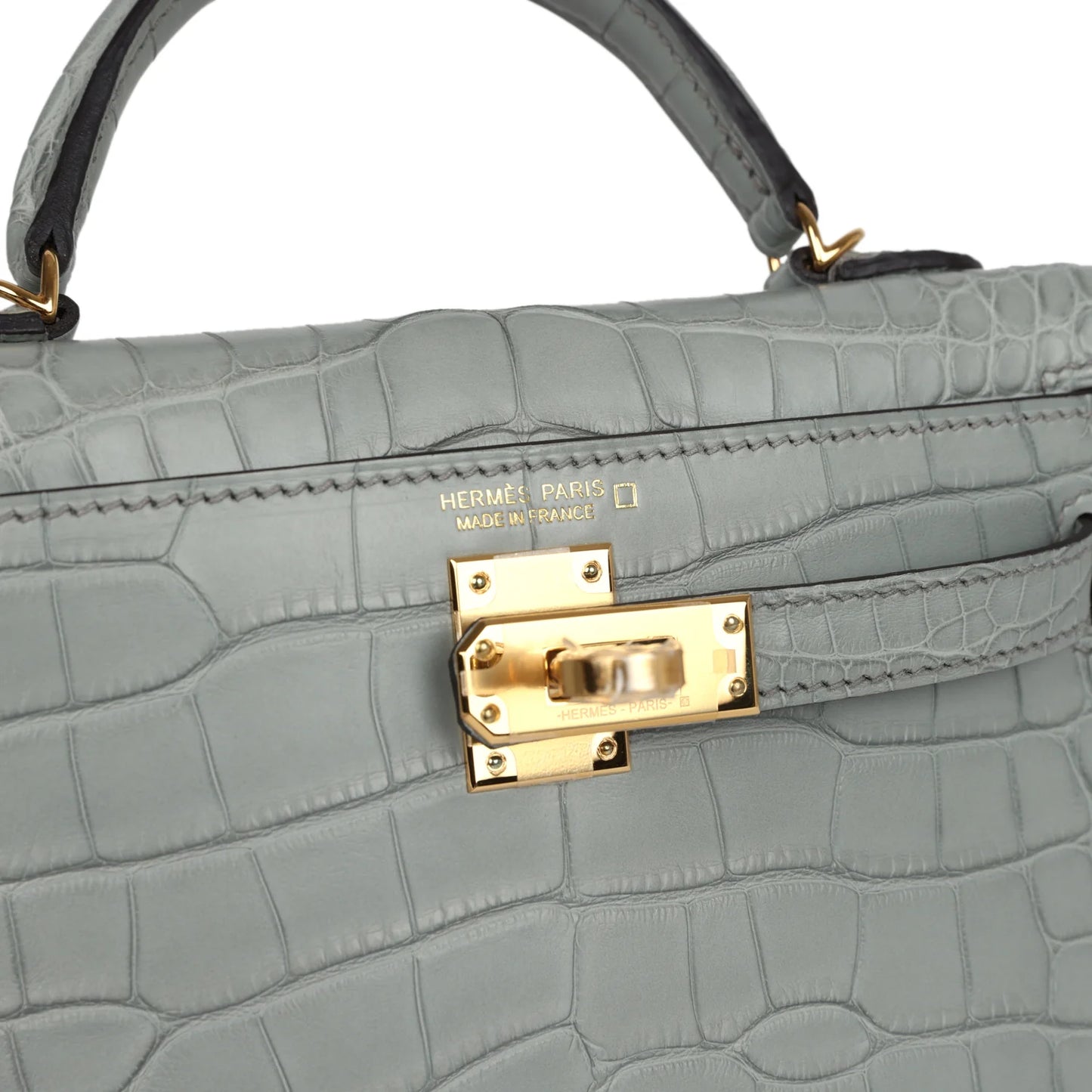 Hermes Kelly Sellier 20 Gris Ciment Matte Alligator Gold Hardware