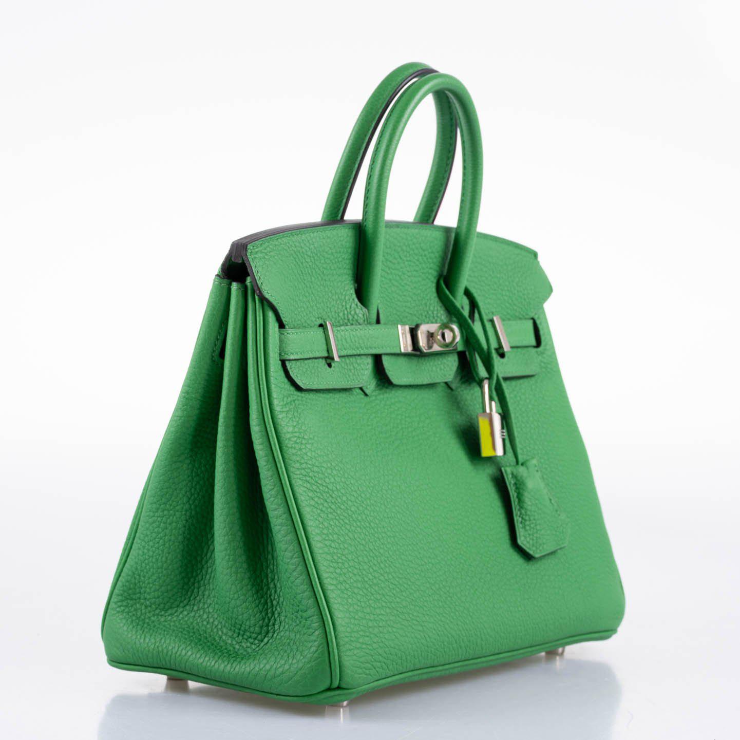 Hermes Birkin 25 Bambou (Bamboo) Green Togo with Palladium Hardware