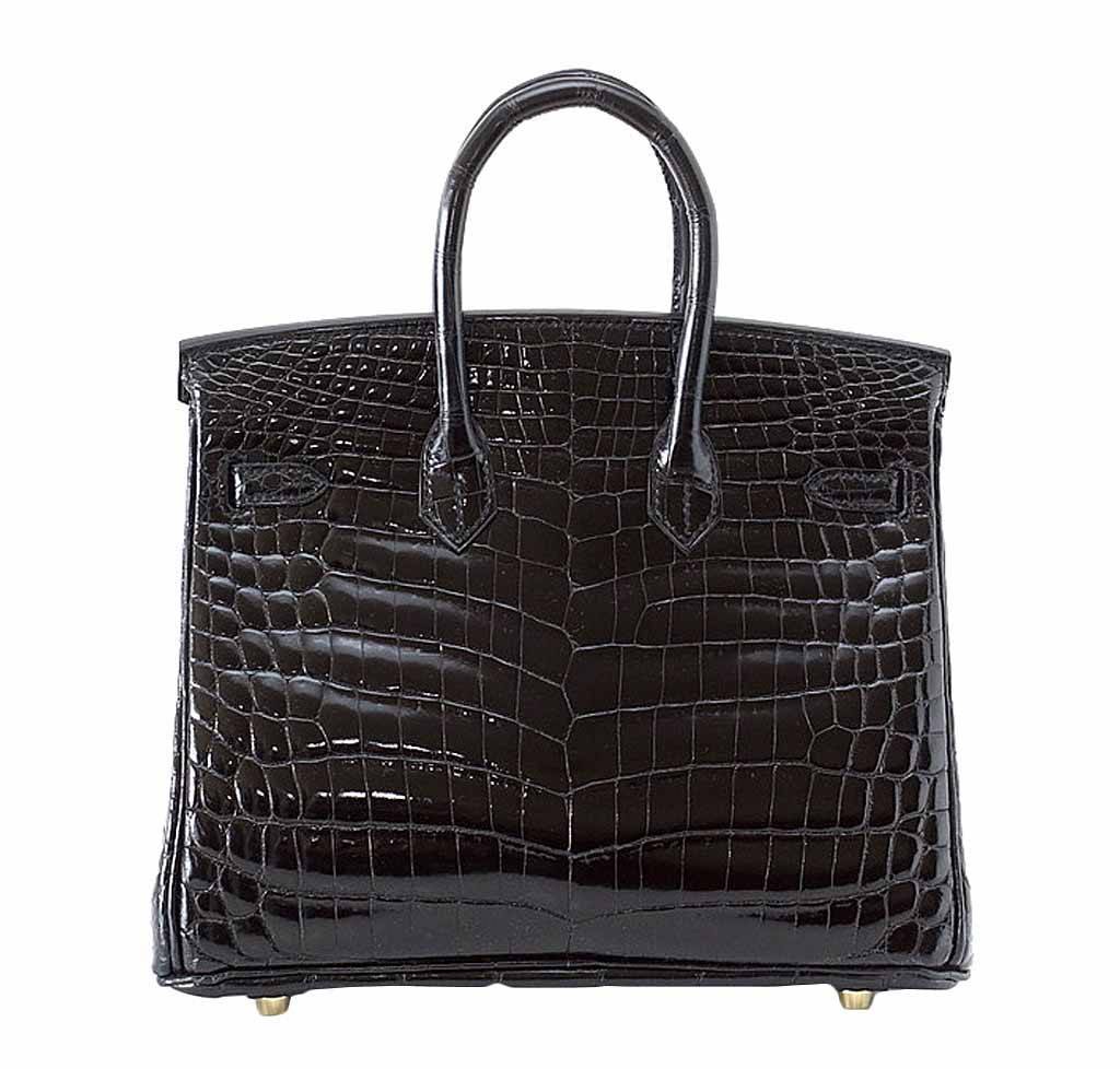 Hermes Birkin 25 Black Crocodile Bag GHW