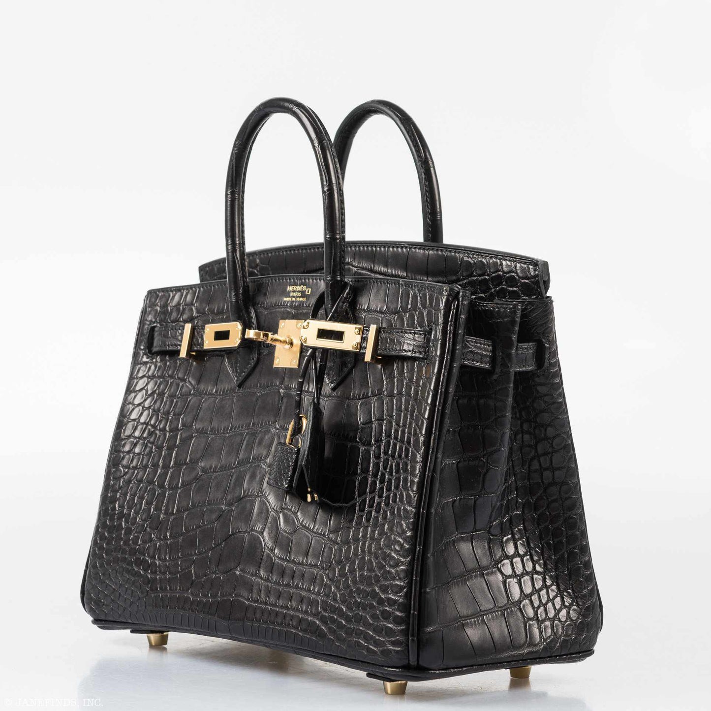 Hermes Birkin 25 Black Matte Alligator Gold Hardware