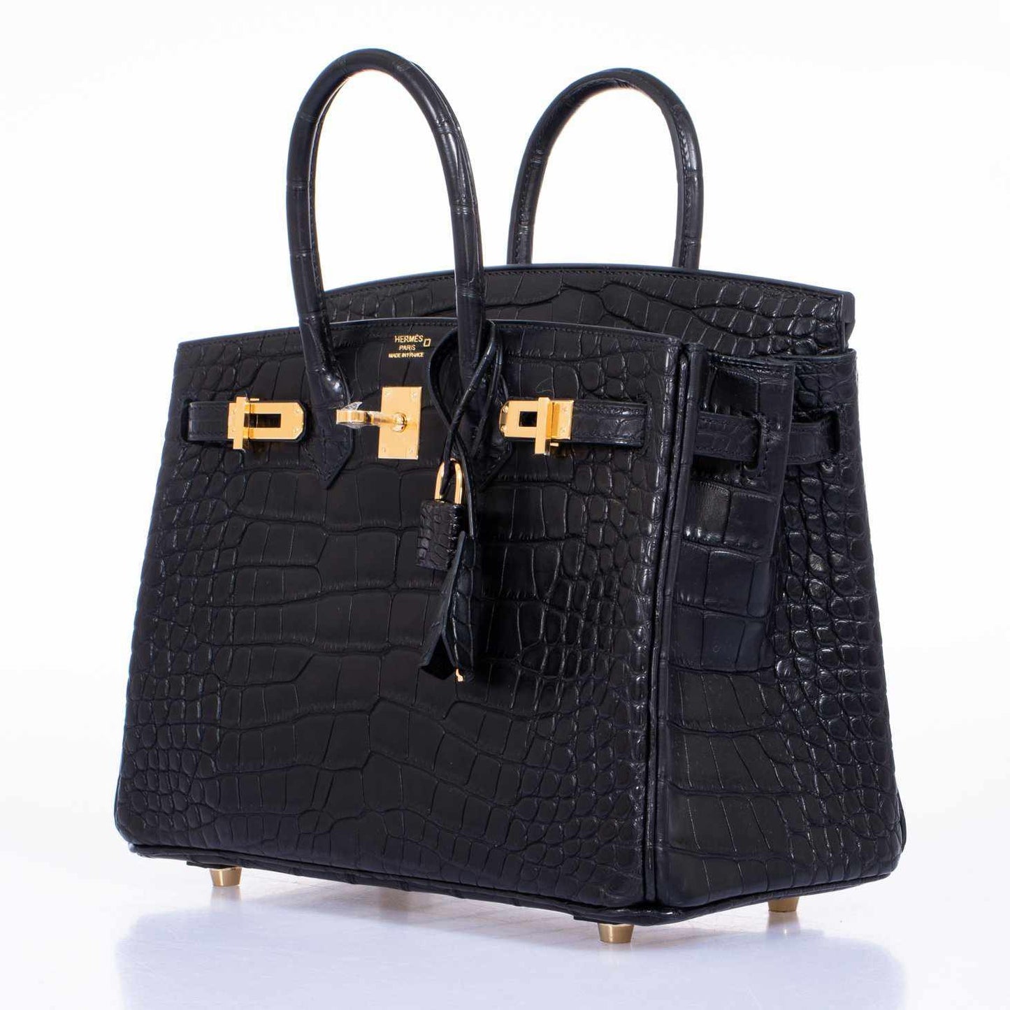 Hermes Birkin 25 Black Matte Alligator Gold Hardware