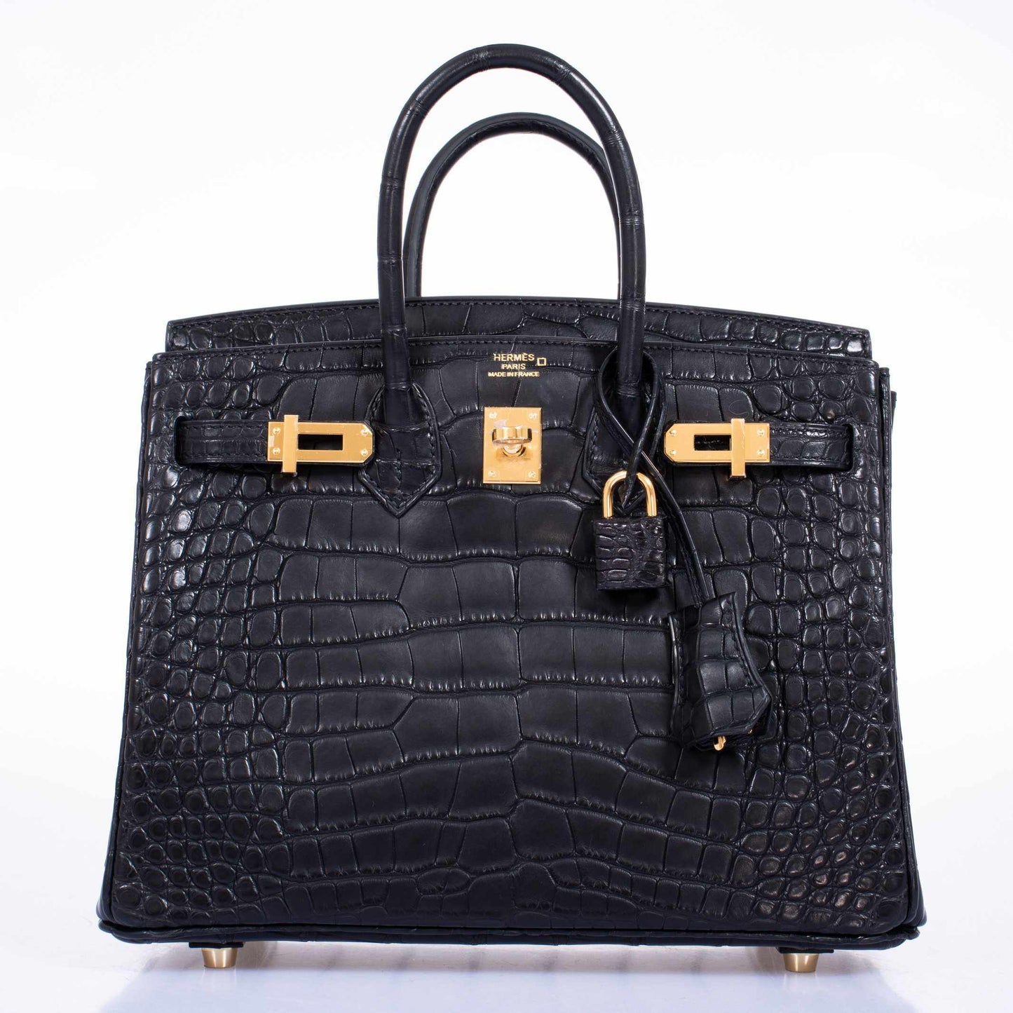 Hermes Birkin 25 Black Matte Alligator Gold Hardware