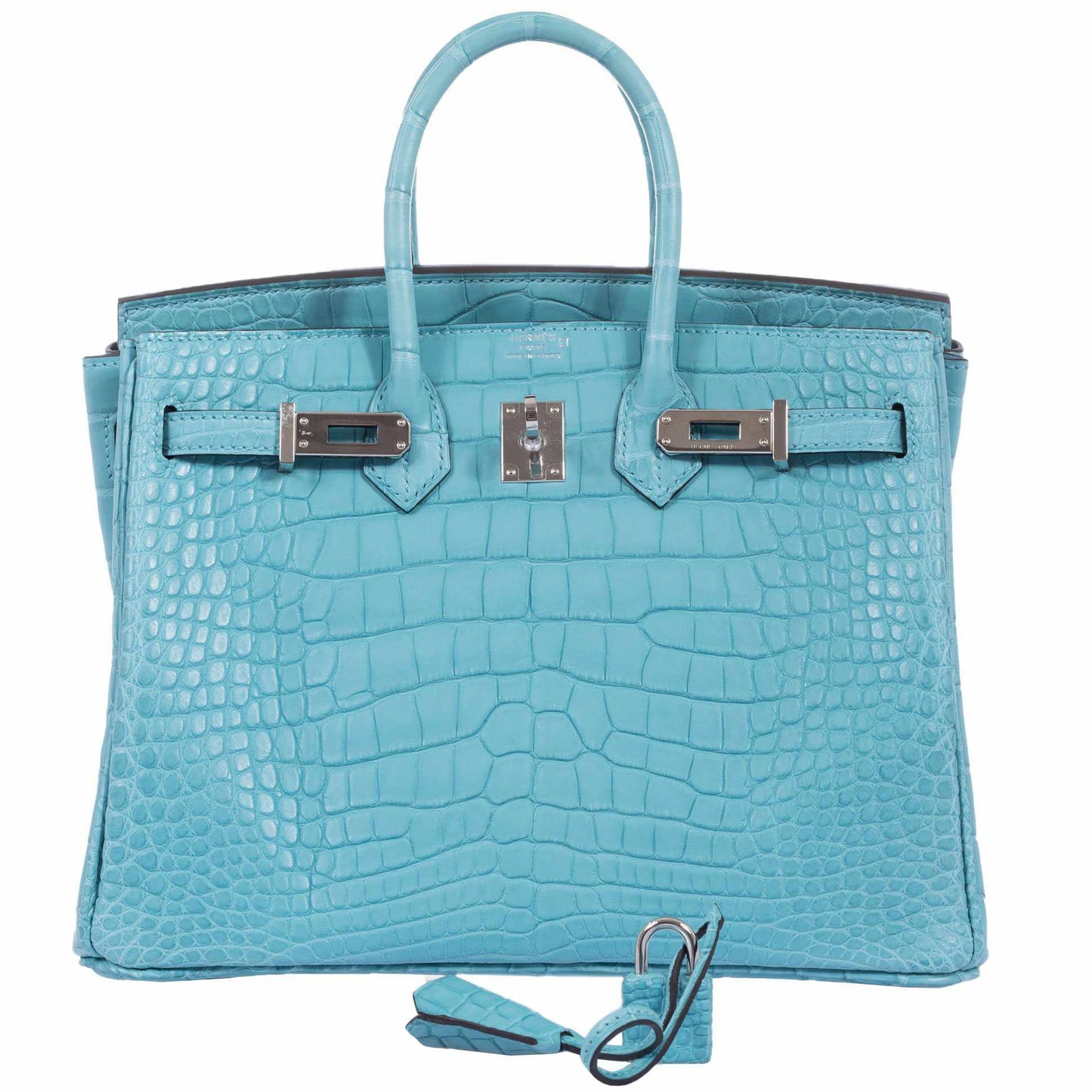 Hermes Birkin 25 Blue Saint Cyr Matte Alligator Palladium Hardware