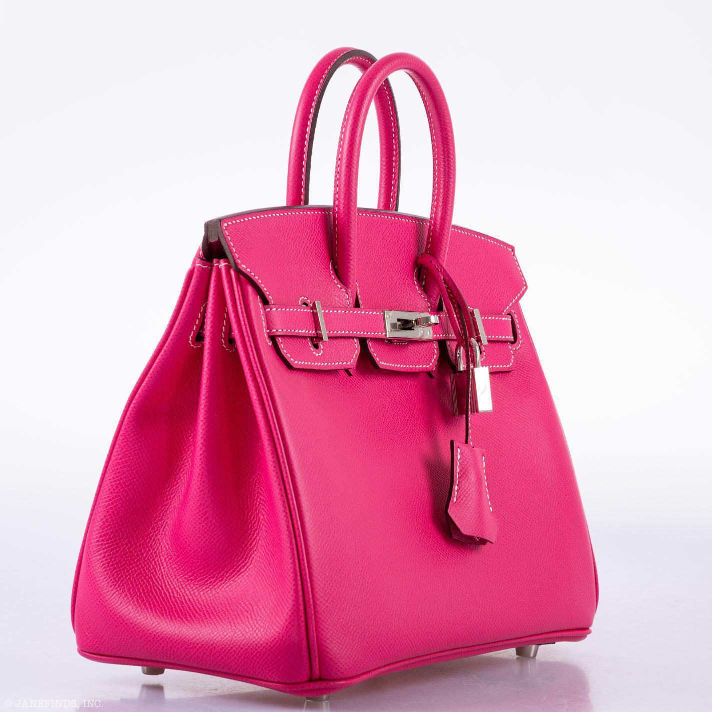 Hermes Birkin 25 Candy Collection Rose Tyrien Epsom Palladium Hardware - Q, Square